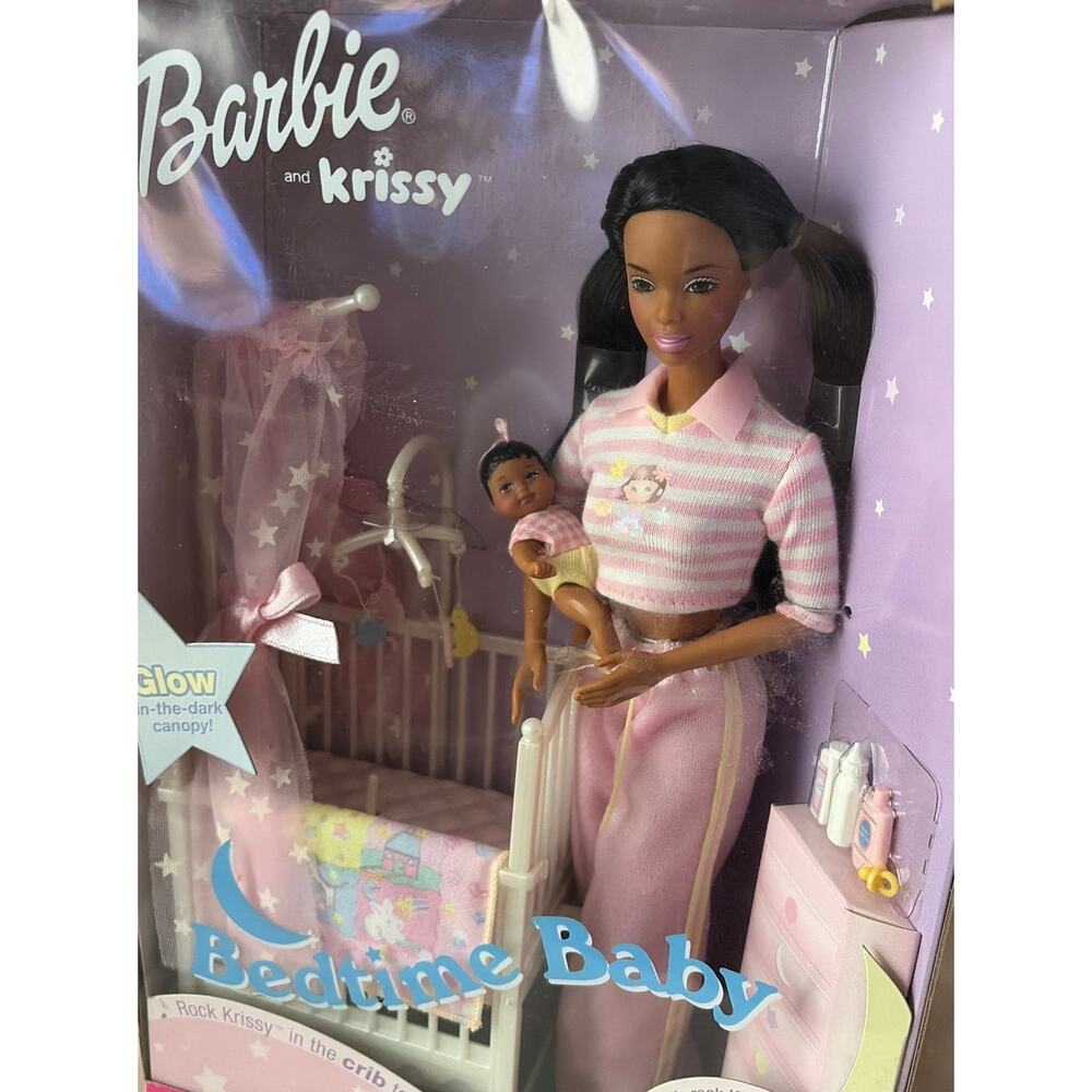 NIB Vintage Bedtime Baby Barbie & Krissy Dolls Glow in Dark Rocking Crib *read* - Picture 9 of 11